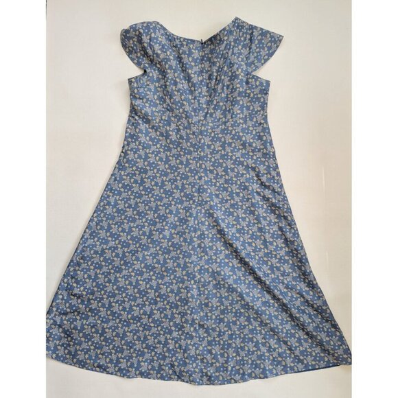 Oilily Silk Summer Floral 1940's Style Dress Size 42 US 12 Blue - Picture 15 of 15